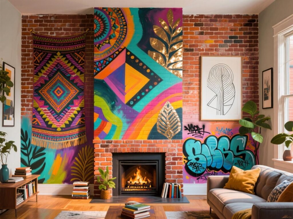 Colorful Brick Wall Painting