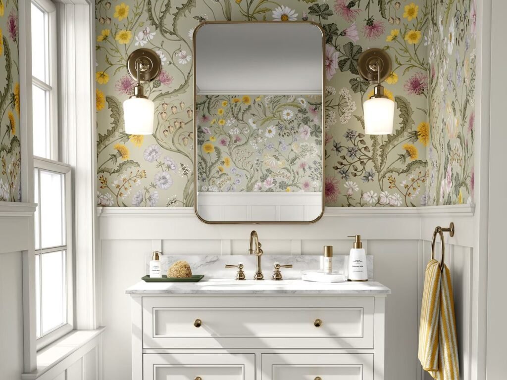 Farmhouse Bathroom Wallpaper