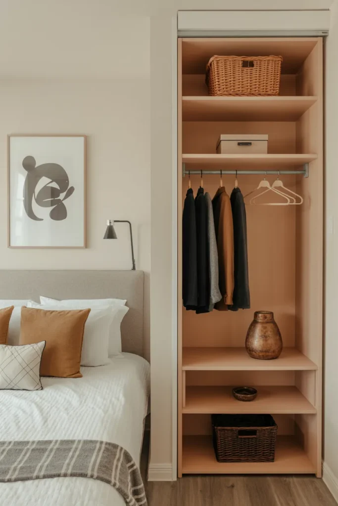 Batchelor Studio Apartment with Compact Wardrobe with Shelves