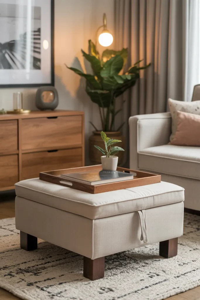 Ottoman Coffee Table with Storage and Tray